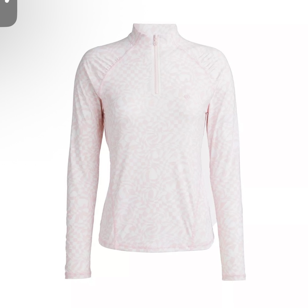 G/FORE Pink Distorted Check 1/4 zip Long Sleeve